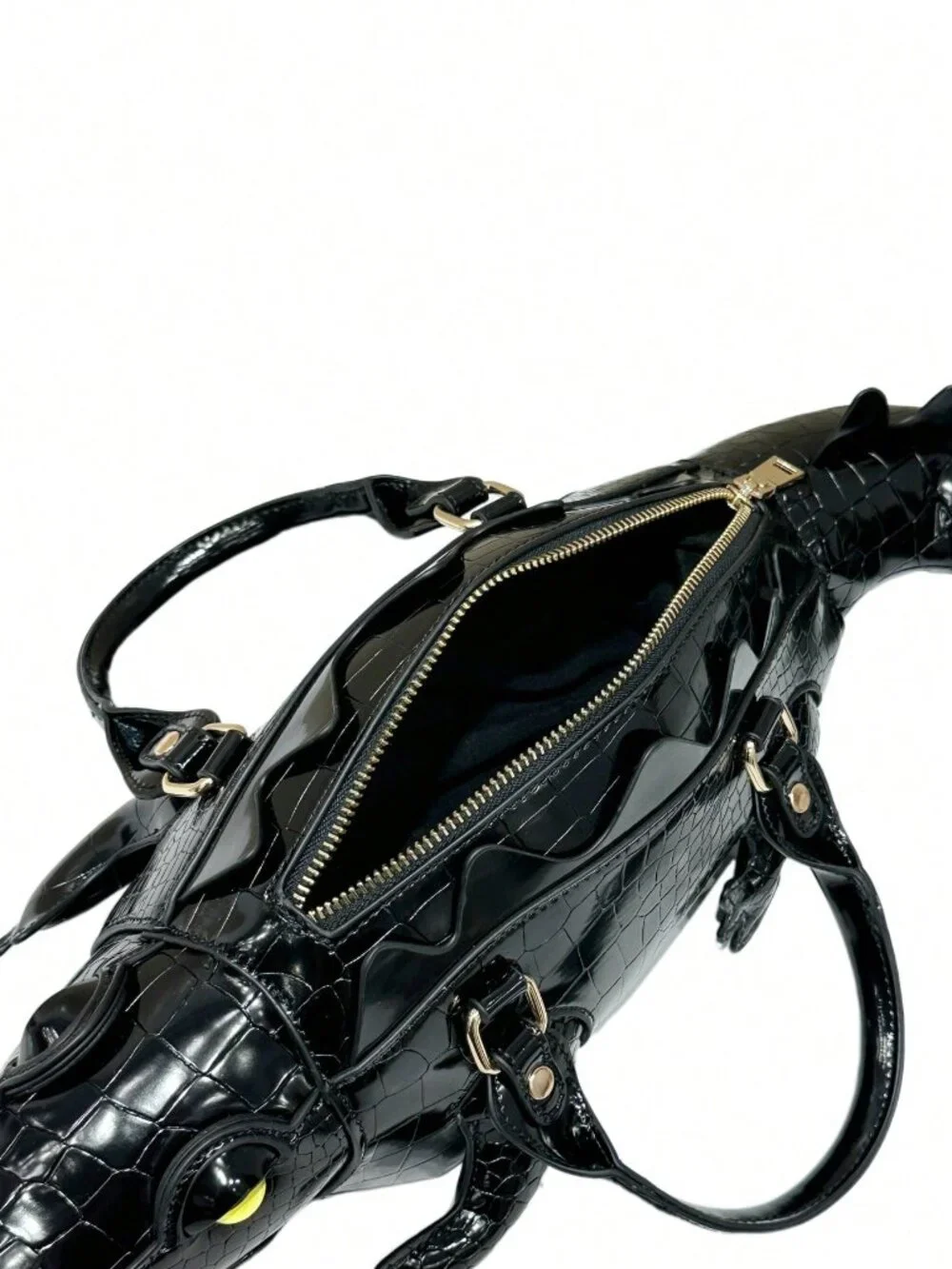 Novelty Crocodile Shaped Leather Handbag | Quirky Brown Alligator Satchel Bag